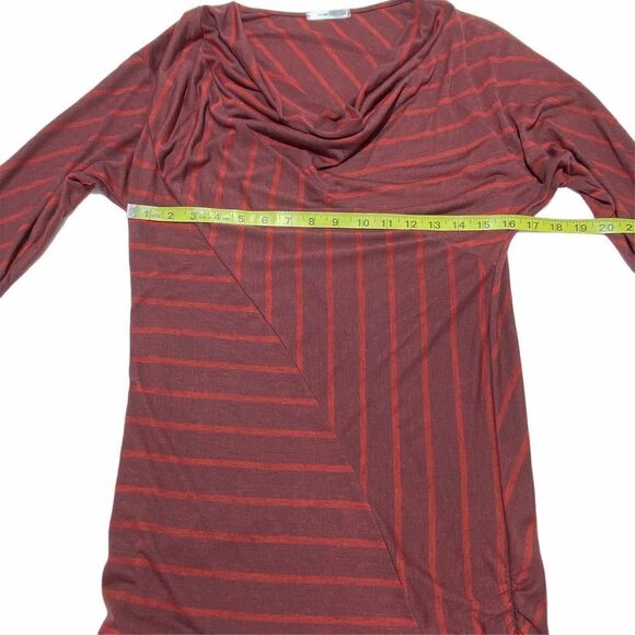 MAI Tai Red Striped Cowl Neck 3/4 Sleeve Top Small - Picture 7 of 9